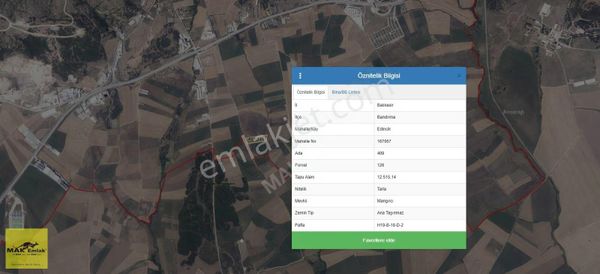 Edincik'te Satılık 12.515 M² Arazi S 2866