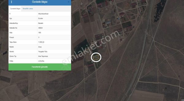 Afyonkarahisar, Evciler, Baraklı Köyü Satılık Arsa...