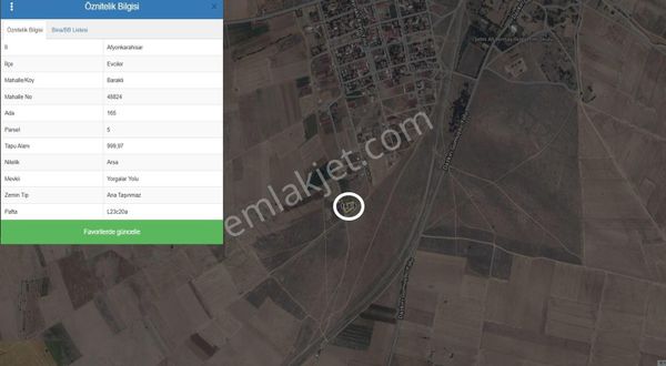 Afyonkarahisar, Evciler, Baraklı Köyü Satılık Arsa...