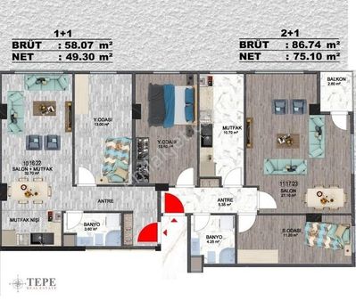 Tepe"den Tek Yetkili İdealtepede Katta 1+1 Yıl Sonu Teslim