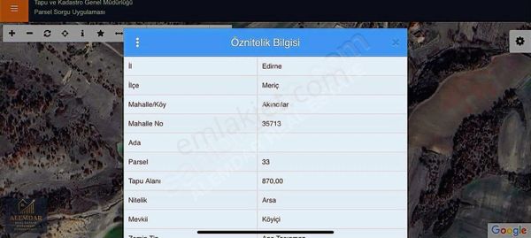 Edirne Meriç Akıncıar Köyünde 435 M² Konut İmarlı Arsa Satışta!