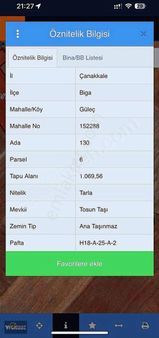 Çanakkale Biga Güleç Köy 1065m2 Kupon M2