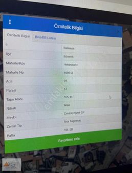 Agt'den Edremit Hekimzade Mah. İmarlı 165m2 Satılık Arsa