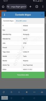 Akyurt Kozayağı Nda Satılık 740 M2 Hisse Tapulu Tarla