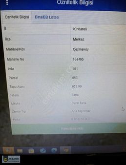 Kırklareli Merkez Çeşmeköy Satılık Tarla