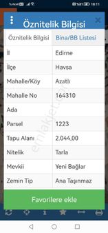 Edirne Havsa Azatlı Dan Acil Satılık Tek Tapu Ttarla