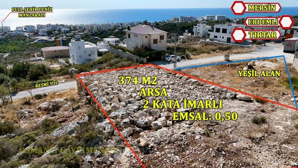 Erdemli Tırtar Da Satılık 374 M2 Full Deniz Manzaralı Arsa