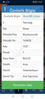 Tekirdağ Saray Büyükyoncalıda Satıkık İmarlı Arsa