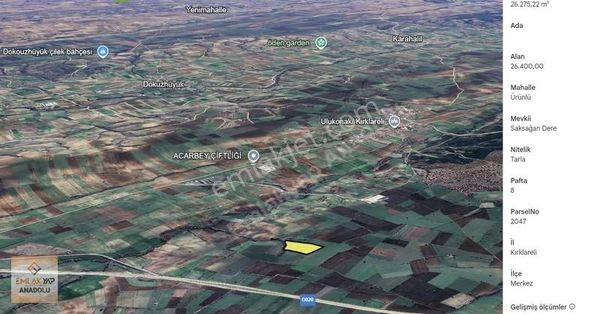 Emlakyap Tan Merkez Ürünlü De Satılık Kupon Tarla
