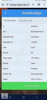Büyükçekmece Kamilobada Satılık Arsa