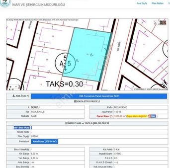 Denizli Akhan Kale 5 Kat İmarlı (20 Daire+2 İşyeri) Fırsat Arsa