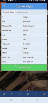 Ank Pursaklar Cubuk Karaköy Acil Satılık Tek Tapu 2577 M2 Tarla