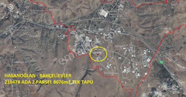 Borsem Cıty'den***hsanoğlan Bahçelievler Sanayi İmarlı 8076m2 Tek Tapu