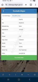 Isparta Keçiborlu Senirde Satılık 8800m2 Satılık Tarla