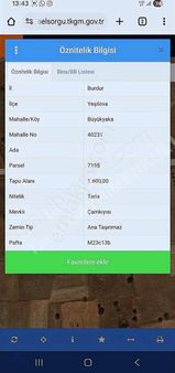 Burdur Yeşlova B.yaka Köyünde Satılık Asfalta Cephe Satlık Tarla