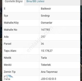 Sındırgı /osmanlar /yatırımlık 15. Dönüm Tarla