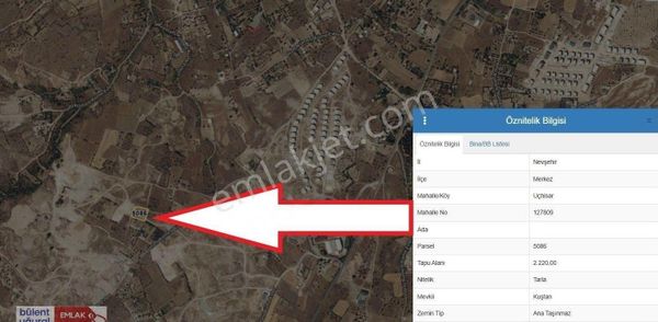 Uçhisar Köyünde Küştan Mevkii Satılık 2220 M2 Tarla
