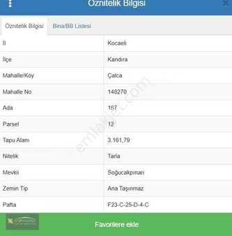 Ermaxnetten Kocaeli Kandırada Yatırımlık Kaçırılmayacak Arsa