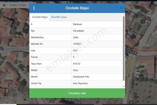Elfi Den Savaştepe İlçesinde 2 Kat İmarlı Arsa