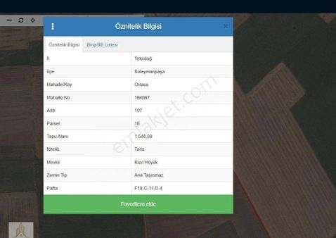 Kazan Emlaktan Satılık Ortaca Mahallesinde 1546 M2 Tarla