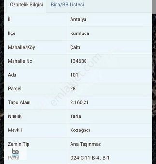 Kumluca'da Yatırımlık Tarla