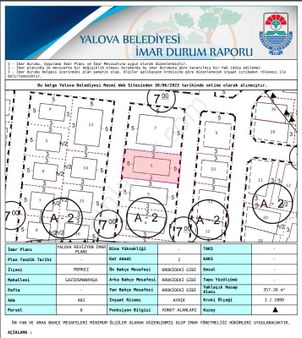 Yalova Gaziosmanpaşa Mah. Satılık %40 2 Kat İmarlı Arsa