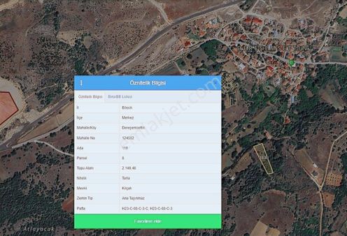 Bilecik Dereşemsettin Köyü İçi Ve 3. Osb Ye Yakın 2150 M2 Tarla