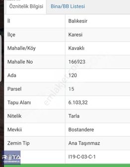 Rota'dan Balıkesir Kavaklı Satılık 6100 M2 Tek Tapu Tarla