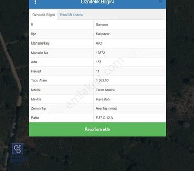 Cb Park'tan Salıpazarı Avutta Satılık Tarla
