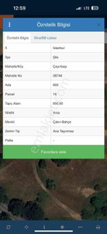 Şile Çayırbaşı'nda Villa İmarlı Arsa