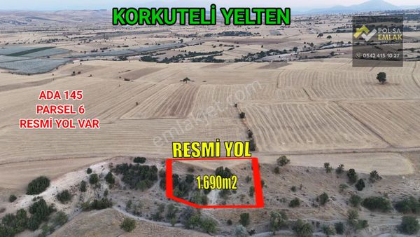 ✅korkuteli✅yelten De ✅satılık 1.690m2 Tarla✅resmi Yol Var