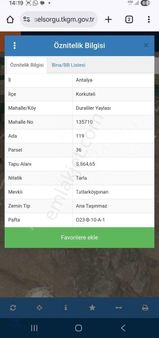 Korkuteli Duraliler De Kadastro Yoluna Sıfır Satılık Tarla
