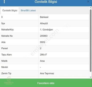 Century21 Bal'dan 1.gündogan Mah.satılık Arsa