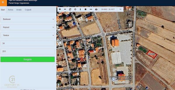 Century21 Bal'dan Kepsut Yenice Mahallesi Satılık Arsa