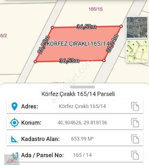 Körfez Çıraklı Mahallesinde 654 M2 Satılık Müstakil Parsel