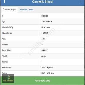 Manisa Bostanlarda Güzel Konumda Arsa