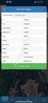 Konyaaltı Doyran'da 500m2 Satılık Hisseli Tapu Çalılık