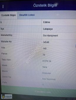 Edirne Sarıdanışment Mahallesinde Satılık Tarla Bağ