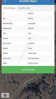 Isparta Yalvaç'ta Yatırımlık Fırsat Tarla