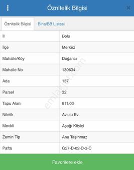 Bolu Merkez Doğancı Köyünde Satılık Arsa