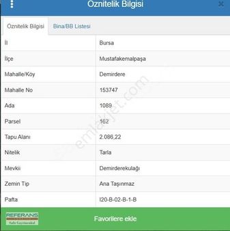 Rt Safir'den M.k.paşa Demirdere Mah. Satılık 2 Adet Tarla