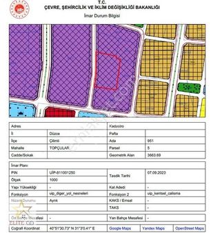 Elite Gd & Düzce Çilimlide 809 M2 Sanayi İmarlı Fırsat Arsa
