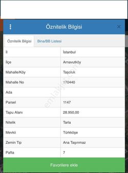 İletişim'den Arnavutköy Taşoluk Satılık 191 M2 Arsa