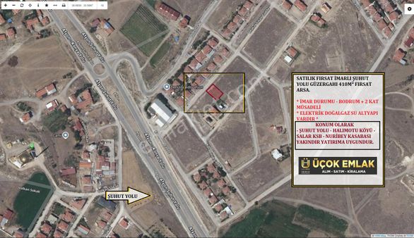 Afyon Üçok Emlaktan Şuhut Yolu Güzergahı Satılık 410m² İmarlı Arsa