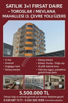 🏡 Satılık 3+1 Fırsat Daire – Toroslar / Mevlana Mahallesi (3. Çevre Yolu Üzeri) 🏡