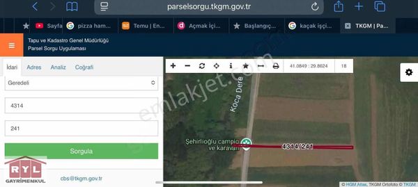 Şile Ağva Geredeli Mahallesinde Satılık Tarla