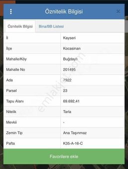 Buğdaylı Mahallesinde Tek Tapu 69.000 M2