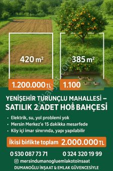 🏡 Yenişehir Turunçlu Mahallesi – Satılık 2 Adet Hobi Bahçesi