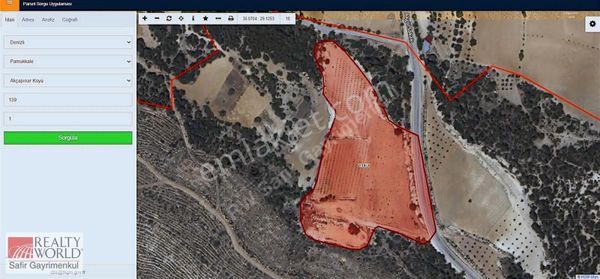 Pamukkale Akçapınar'da 23 Dönüm Yola Sıfır Satılık Tarla
