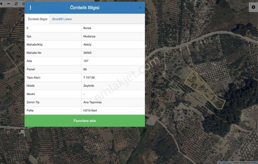 Mudanya Akköy 7 Dönüm Satılık Arazi